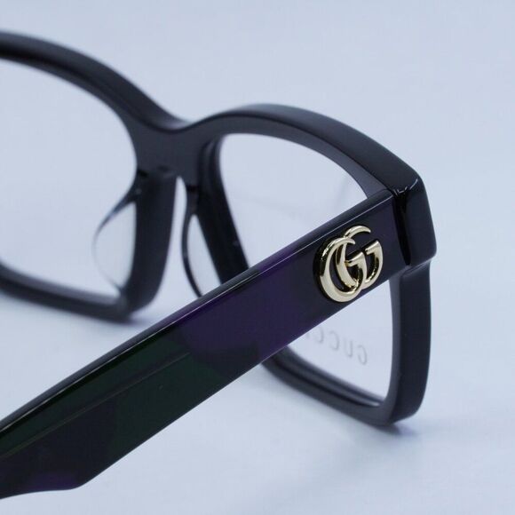 🕶️ New Gucci GG1476OK 003 Eyeglasses - Black/Purple And Green Havana Frame - Picture 4 of 9